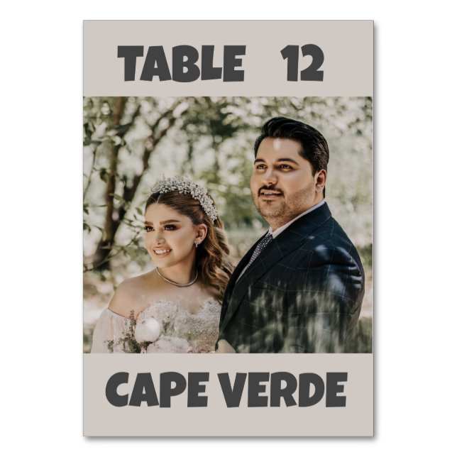 Wedding Photo Table Number Cards (Front)