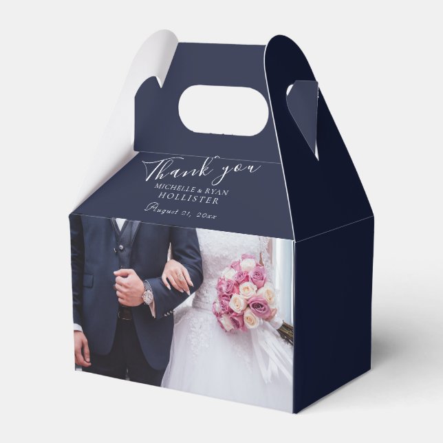Wedding Photo Thank you Blue Personalizable  Favour Box (Front Side)