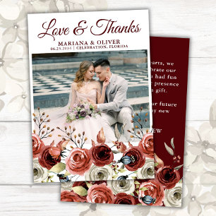Wedding Photo Thank You Card Autumn Mix Floral