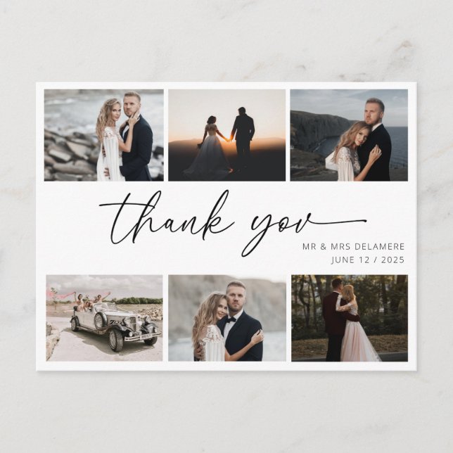 Wedding Photo Thank You Card Elegant (Front)