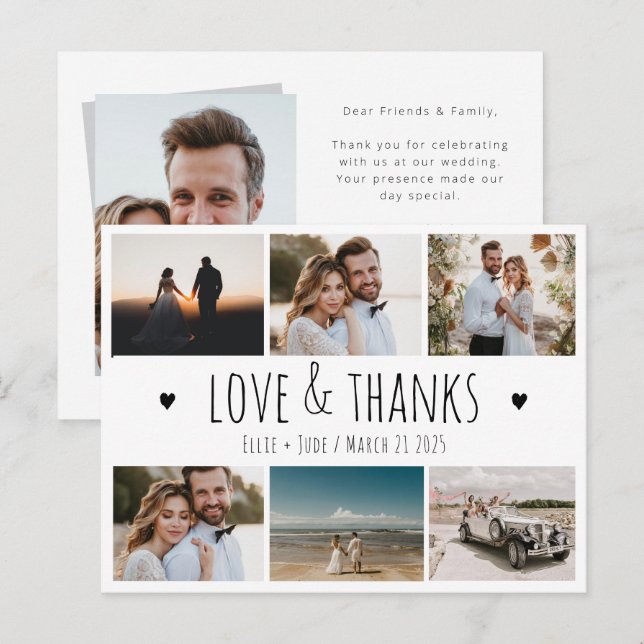 Wedding Photo Thank You Card Multi photo (Front/Back)