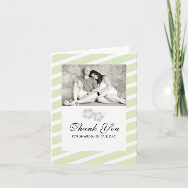 Wedding Photo Thank You Card with Hibiscus Flowers (Front)