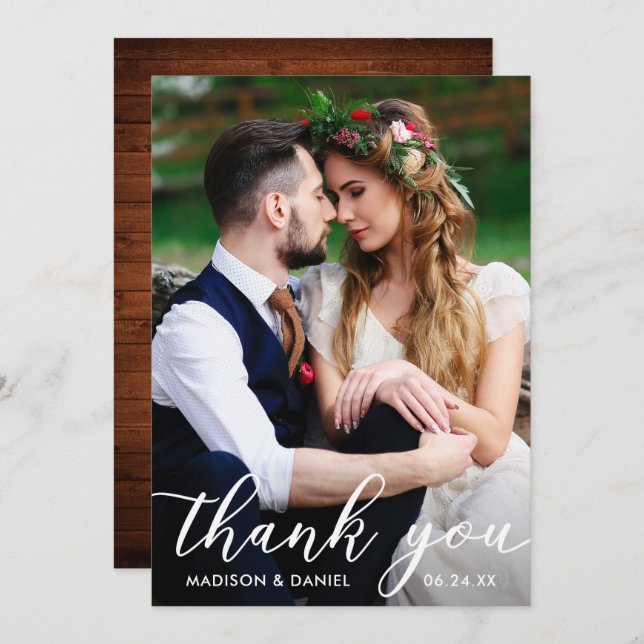 Wedding Photo Thank You Card Wood (Front/Back)