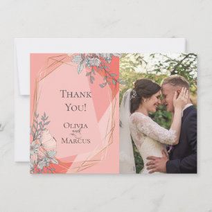 Wedding Photo Thank You     Coral Floral Card