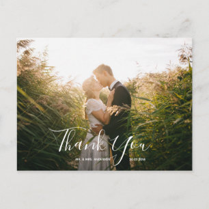 Wedding Photo Thank You   Elegant Script Postcard