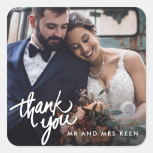 Wedding Photo Thank You Favour Square Sticker