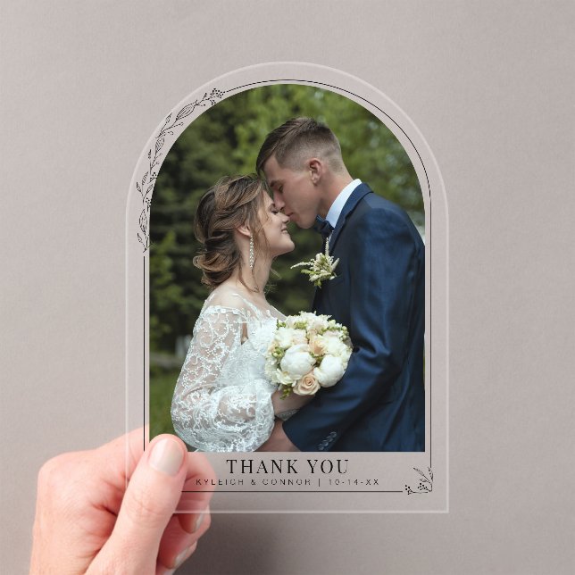Wedding Photo Thank You Floral Arch Acrylic Invitations (Insitu (Handheld))