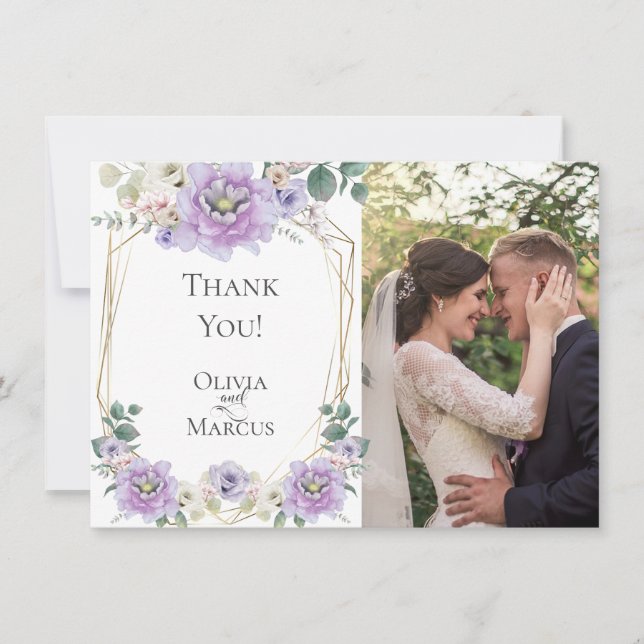 Wedding Photo Thank You  |  Lavender Peony  Floral (Front)