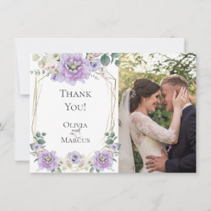 Wedding Photo Thank You     Lavender Peony  Floral Card
