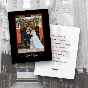 Wedding Photo Thank You Message Black Red Card