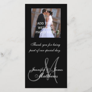 Wedding Photo Thank You Message Monogram Names Card