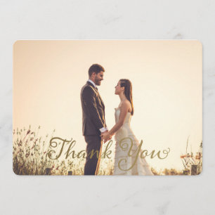 Wedding Photo Thank You Note, Faux Gold Effect Card