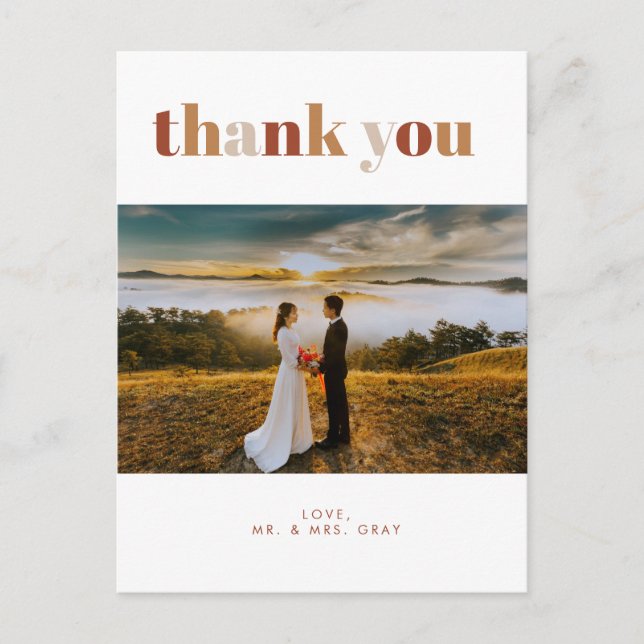 Wedding Photo Thank You Post Card (Front)