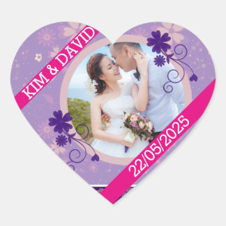 Wedding Photo Thank You Stickers Heart Shaped