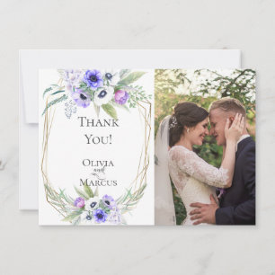 Wedding Photo Thank You     Violet Anemone Floral Card