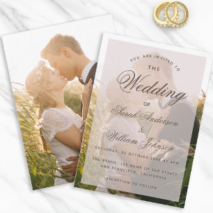 Wedding Photo Transparent Elegant Script Modern  Invitation