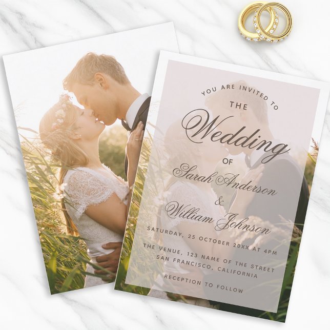 Wedding Photo Transparent Elegant Script Modern  Invitation (Creator Uploaded)