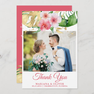 Wedding Photo Tropical Palms Floral Invitation