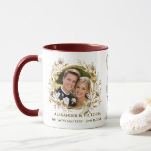 Wedding Photo Upload Personalised Mug, Anniversary Mug