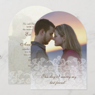 Wedding Photo Vintage Lace Damask Invitations