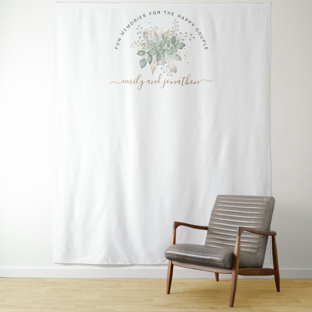 Wedding Photo White Backdrop Foliage Names  Tapestry (In Situ)