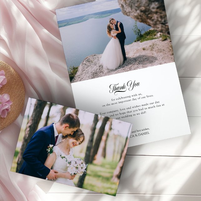 Wedding Photo Wildflower Garden Posy Monogrammmed Thank You Card (Wedding Photo thank you card from the Wildflower Garden Wedding Collection by Darling & May)