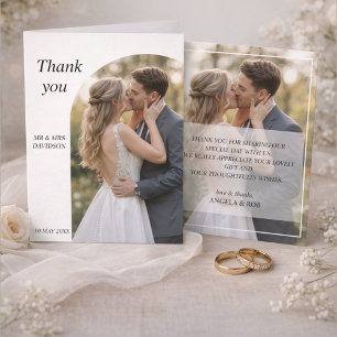 Wedding photo with beautiful and elegant calligrap thank you card