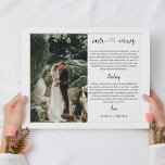 wedding photo with vows modern calligraphy faux canvas print<br><div class="desc">fully editable wedding poster with a personalised couple photo and vows,  a modern heart calligraphy font. A great wedding souvenir for your wedding or as the perfect gift to a newly married couple!</div>