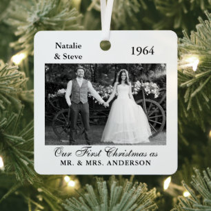 Wedding Photo Year Memory Retro Black and White Metal Tree Decoration