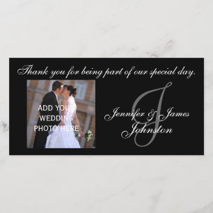 Wedding Photograph Thank You Card Monogram J