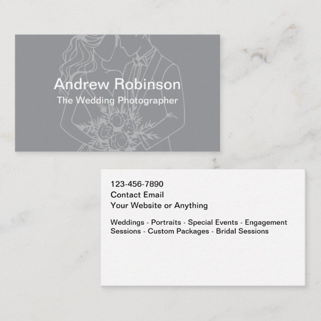 Wedding Photographer Modern Minimalist Business Card (Front/Back)