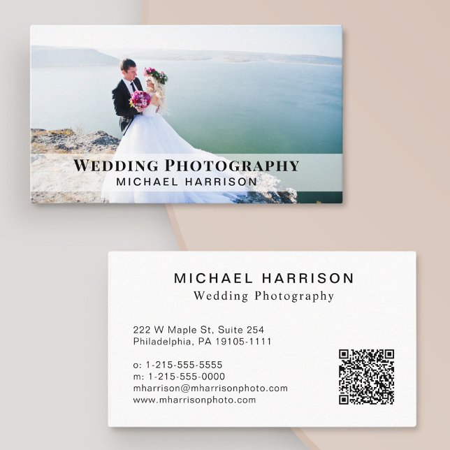 Wedding Photographer QR Code Photo Professional Business Card (Creator Uploaded)
