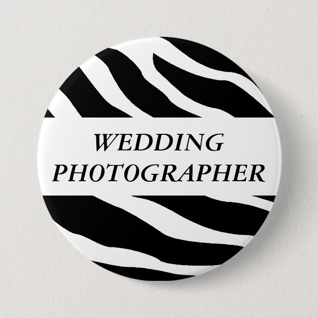 Wedding Photographer Zebra Wedding Button (Front)