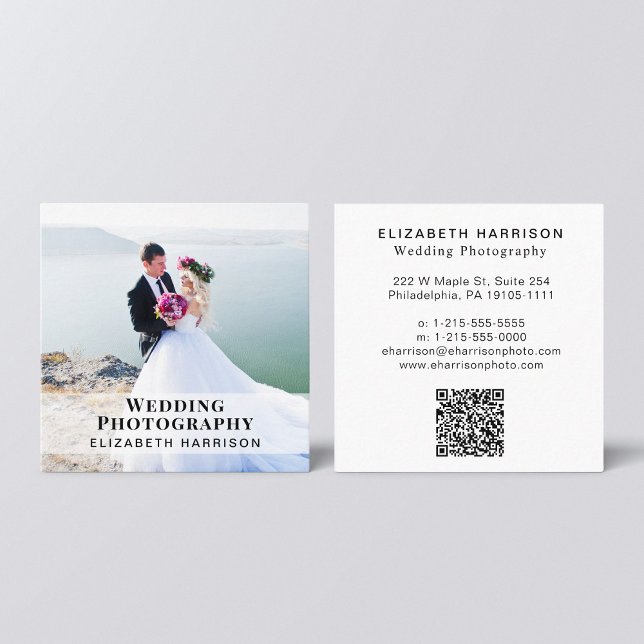 Wedding Photography QR Code Professional Photo Square Business Card (Creator Uploaded)