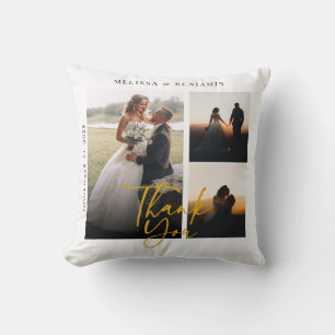 Wedding Photos Collage Thank You Keepsake Cushion