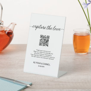Wedding Photos share QR code Capture the love Pedestal Sign