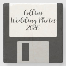 Wedding Photos Stone Coaster | Retro Floppy Disk