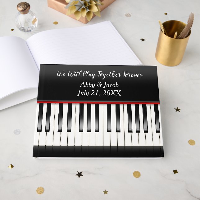 Wedding Piano Keyboard Guest Book (Front Open)