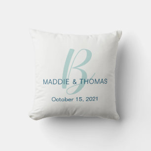 Wedding Pillow with Initial, Names and Date