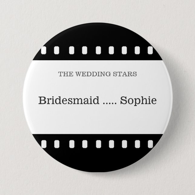 Wedding Pin Bridesmaid With A Movie Film Theme (Front)