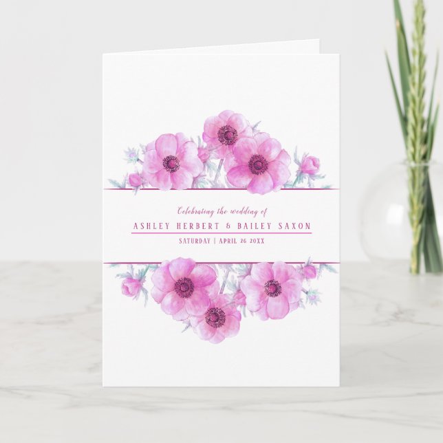 Wedding pink anemone flowers watercolor art program (Front)