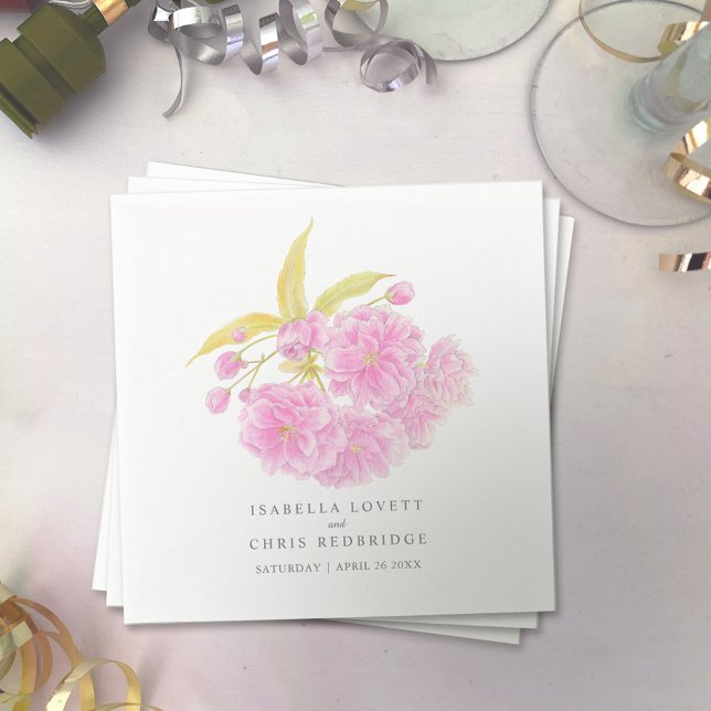 Wedding pink cherry blossom paper napkin (Creator Uploaded)