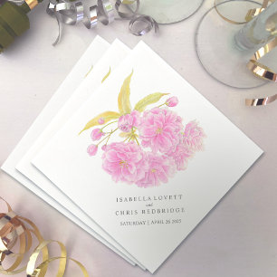 Wedding pink cherry blossom paper napkin