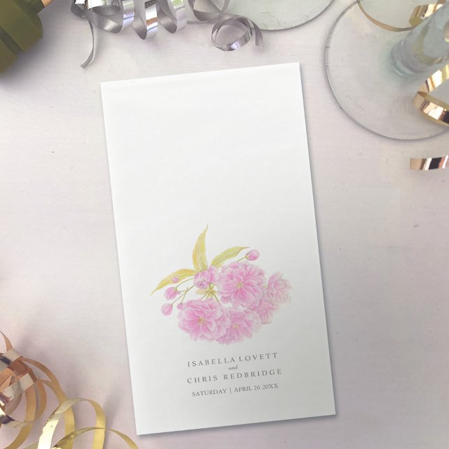 Wedding pink cherry blossom watercolor art napkin (Creator Uploaded)