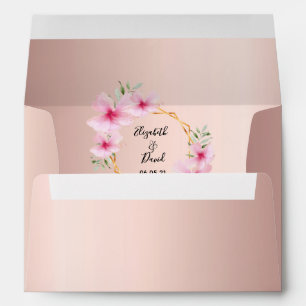 Wedding pink florals rose gold geometric envelope