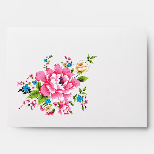 Wedding Pink Peony bunch of flowers Envelopes (Front)