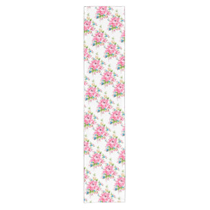 Wedding Pink Peony bunch of flowers pattern Short Table Runner