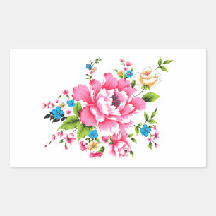 Wedding Pink Peony bunch of flowers Rectangular Sticker