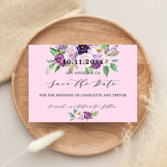 Wedding pink purple flowers save the date (Creator Uploaded)
