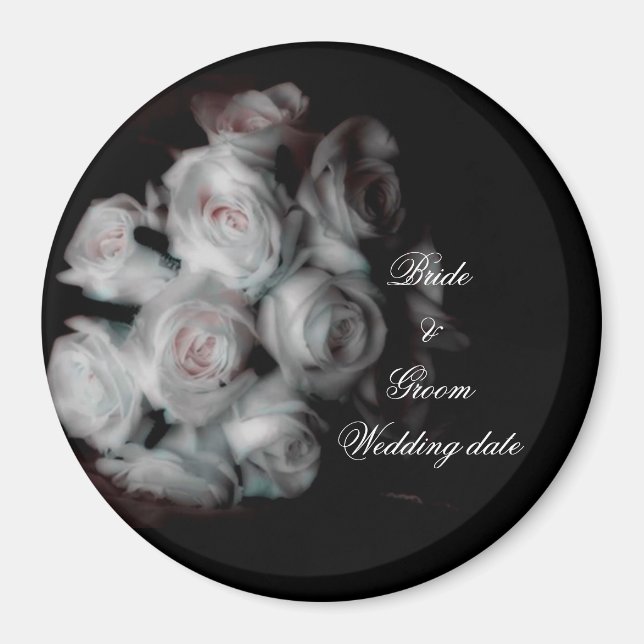 Wedding Pink Roses Magnet Template (Front)